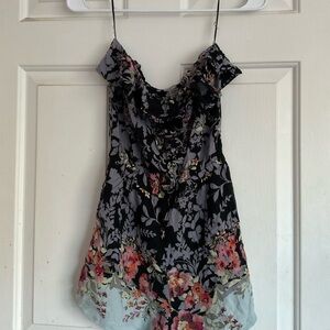 Strapless Floral Romper